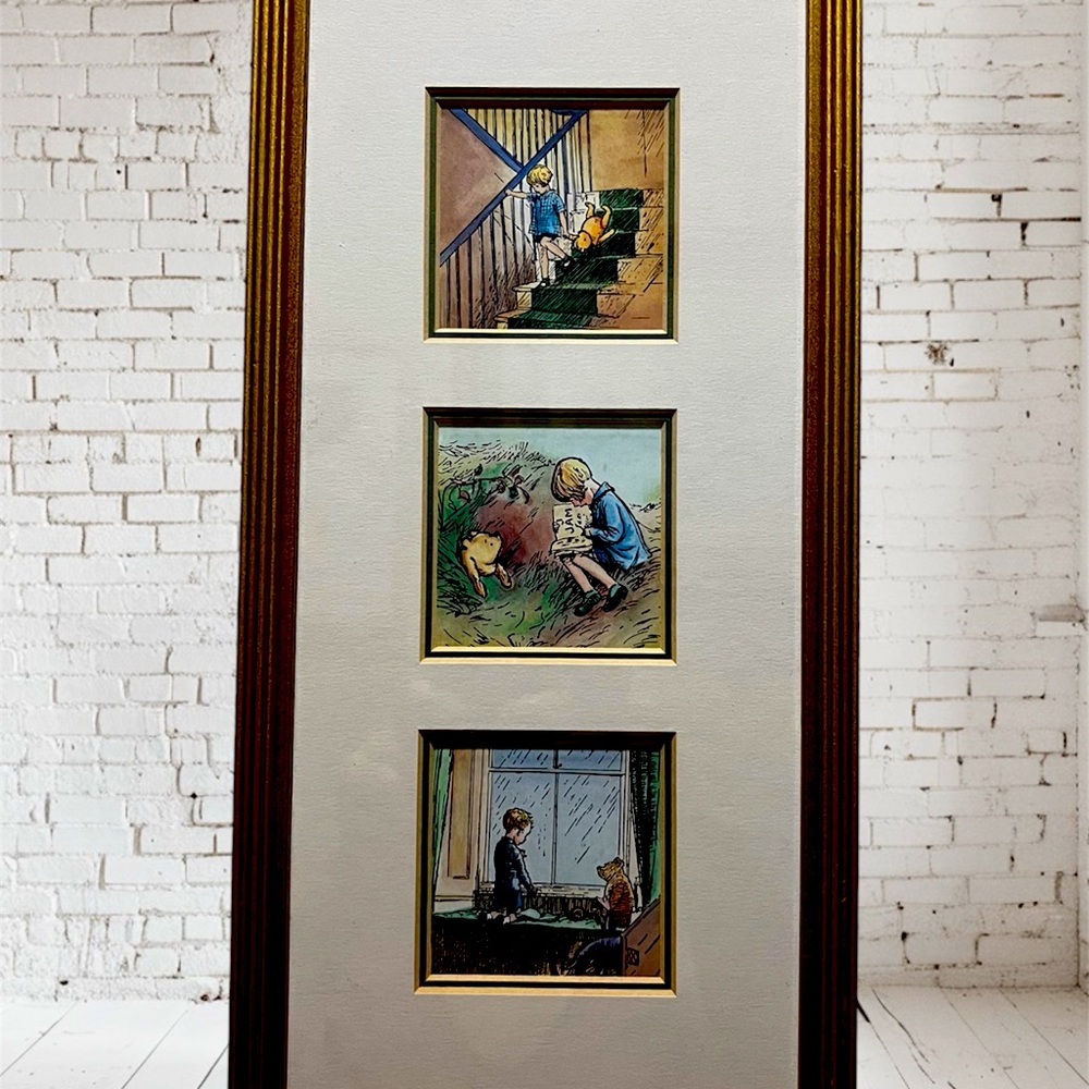 Disney Classic Pooh AA Milne Christopher Robin Frame Art Print Framed Trio
